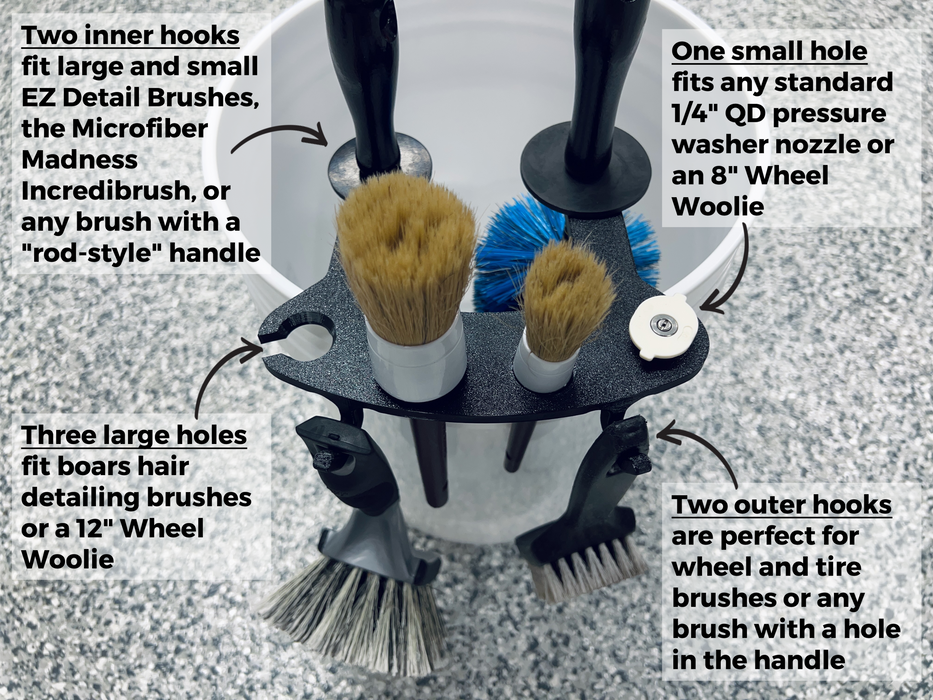 BucketCaddy - Wheel, Tire, & Detailing Brush Organizer for 5-gallon and 6-gallon Car Wash Buckets
